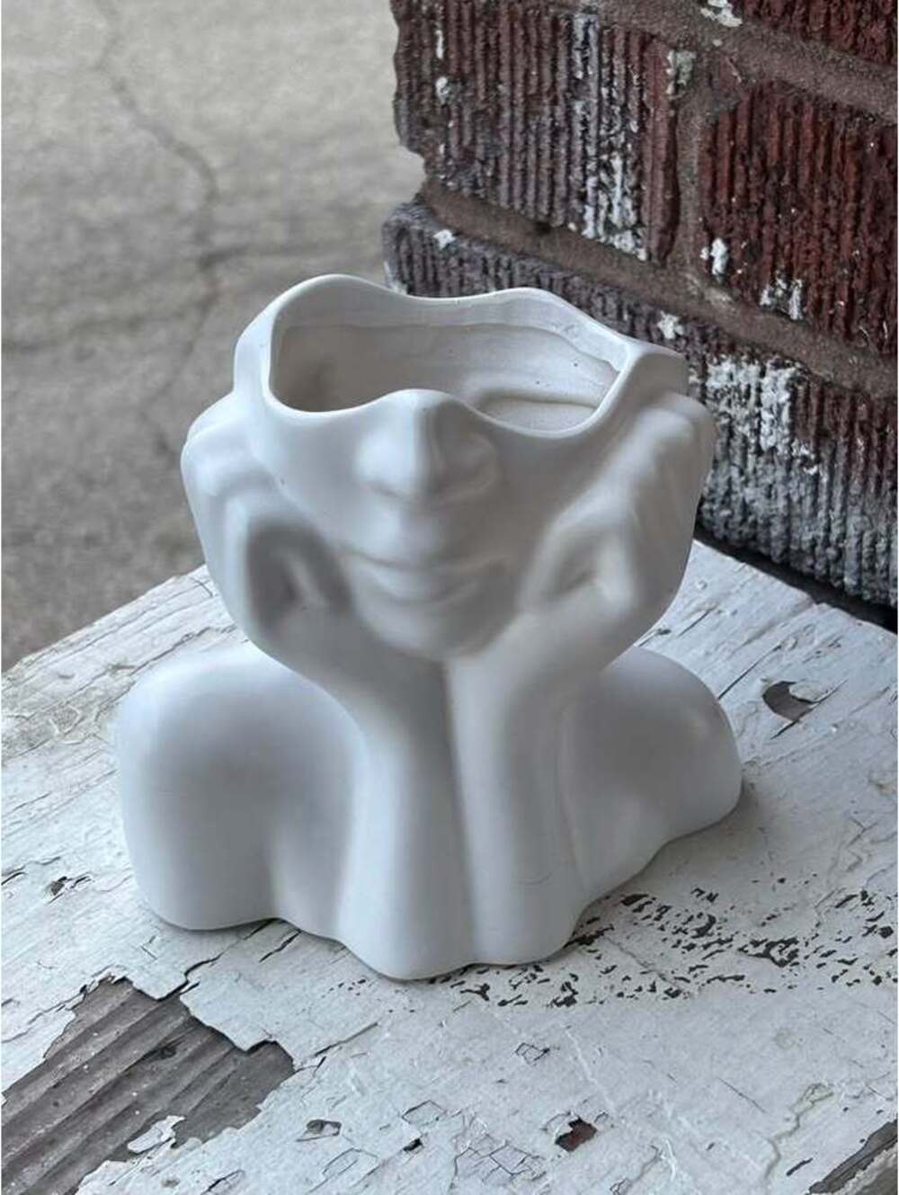 White Ceramic Head Planter